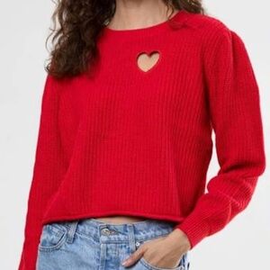 27 Miles Red Heart Cutout Sweater